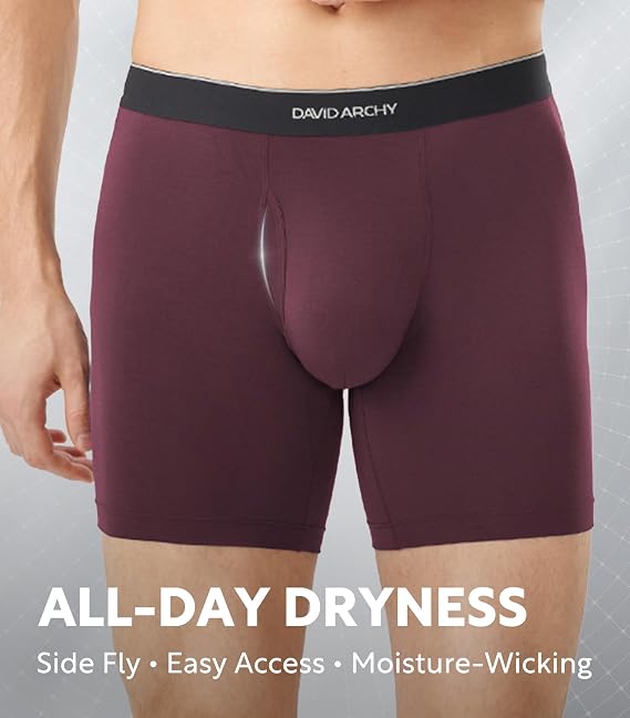 DAVID ARCHY Mens Underwear Breathable Silky Soft Modal Boxer Briefs for Men Pack 4, Wide Waistband No Ride Up