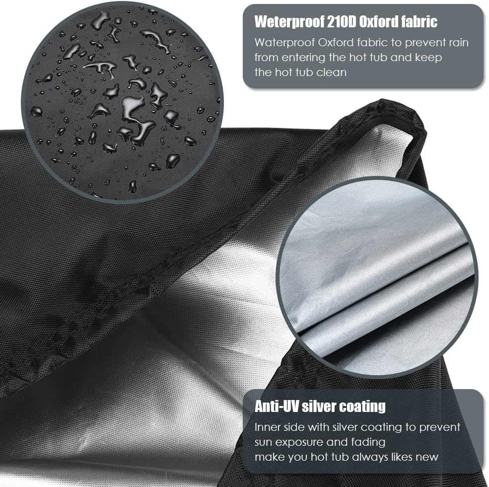 Round Hot Tub Cover Outdoor Waterproof Swimming Pool Protector with Drawstring Message Spa Furniture Cover Black