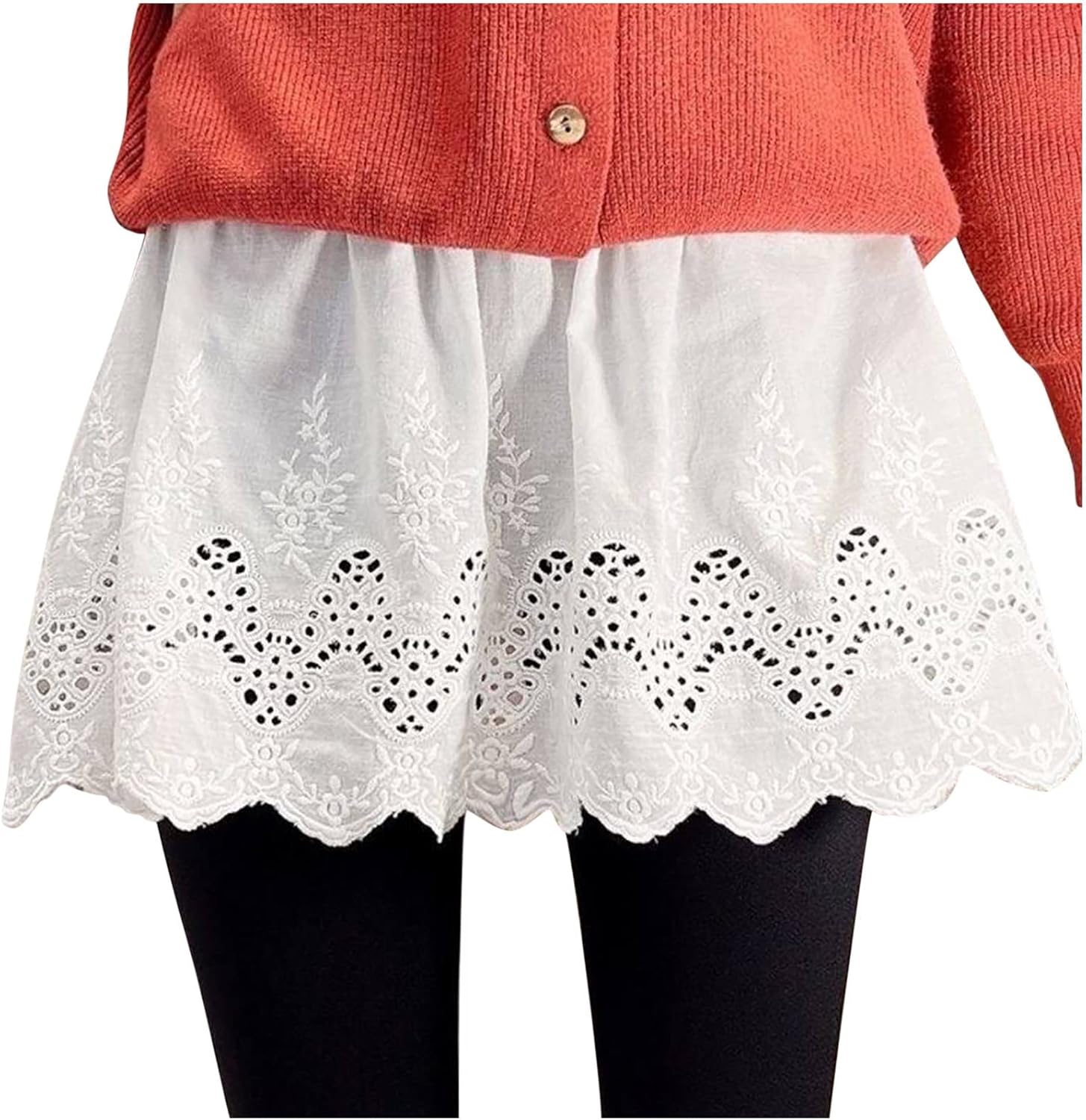 jsarle Shirt Extender For Women Plus Size Half Slips Adjustable lace Layering Fake Top Lower