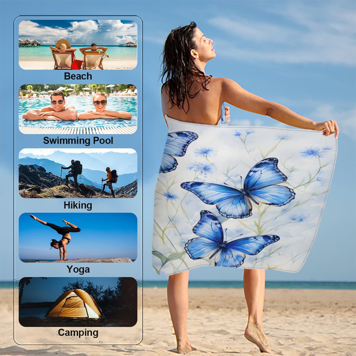 Amazon.com: GzLeyigou Blue Butterfly Beach Towel Highly