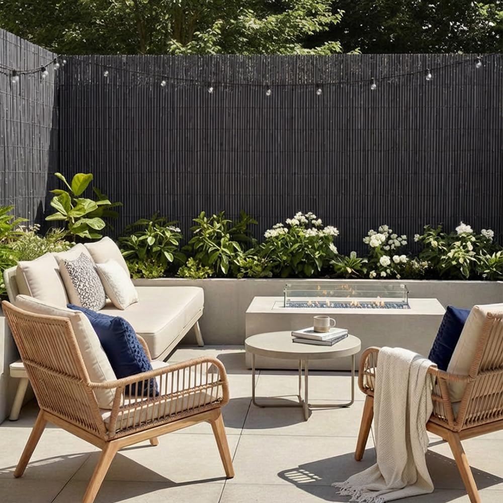Brise-Vue Balcon PVC 150x300 cm Gris sans Percer Résistant aux Intempéries UV Moderne