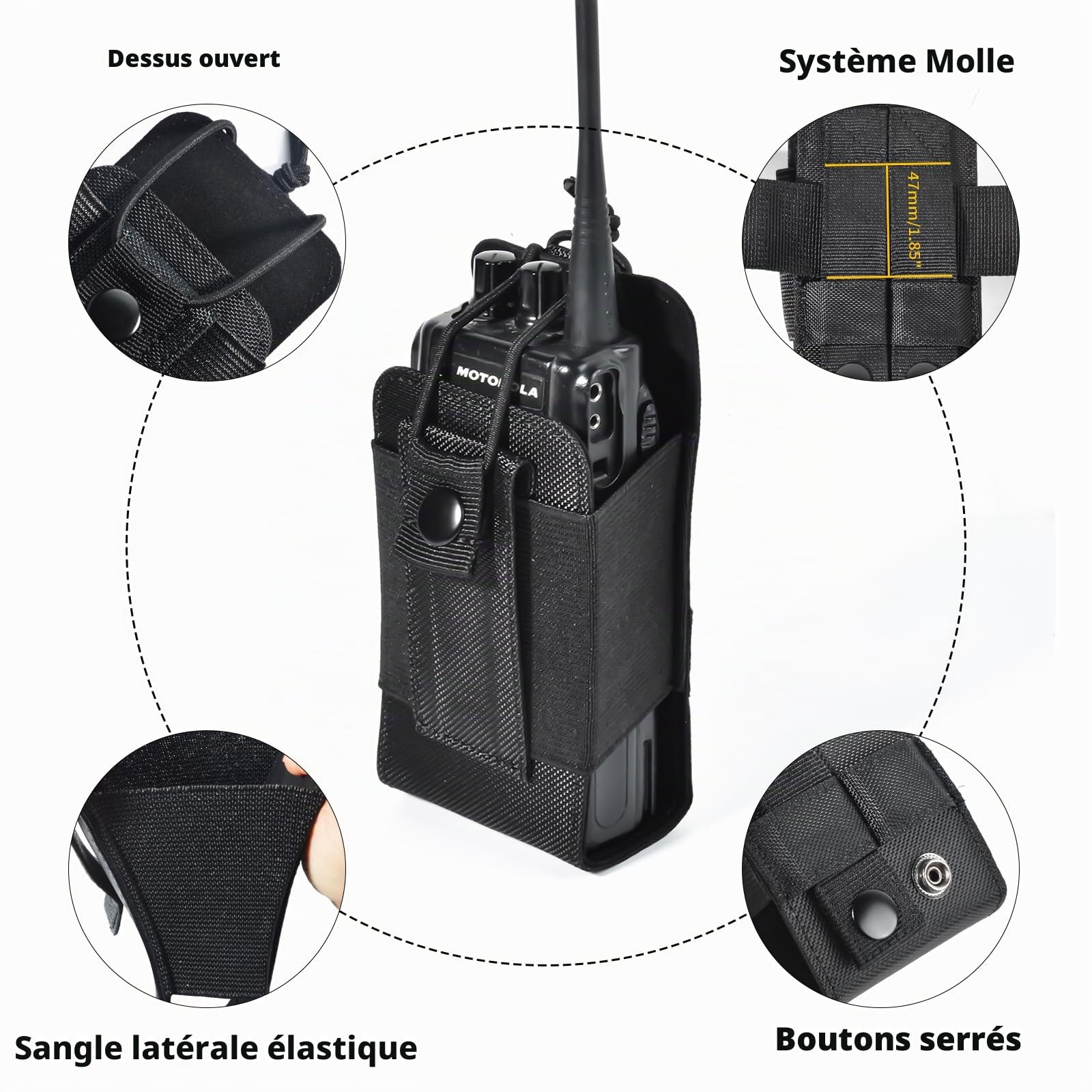 UAYESOK Pochette Molle pour Radio, Support pour Talkie Walkie Étui Poche Radio pour Ceinture de Security pour Motorola Baofeng Kenwood (molle03)