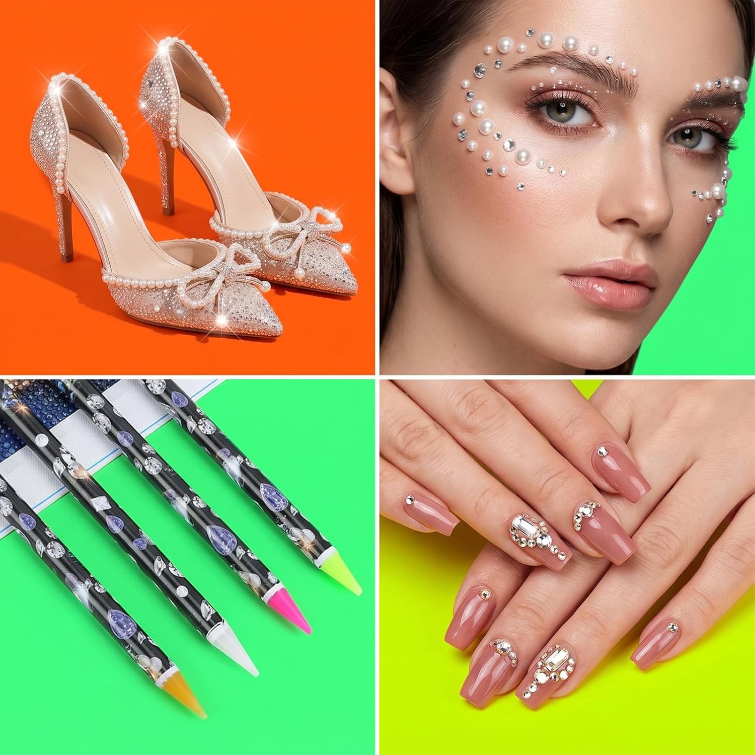 8PCS Wax Pencil for Rhinestones, Self Adhesive Rhinestone Picker Tool, Nail Dotting with Sharpener, Rhinestones Applicator, Rhinestone Picker Tool Kit for Nail Art Painting DIY Craft