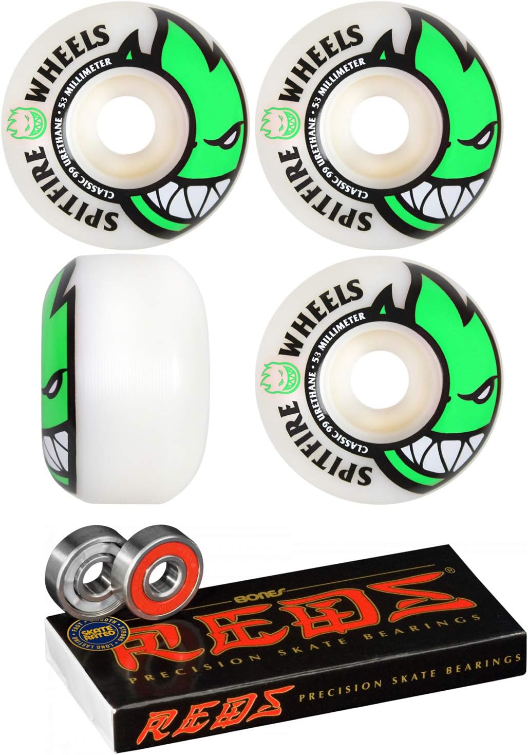 Spitfire Skateboard Wheels 53mm Bighead with Bones Reds Bearings