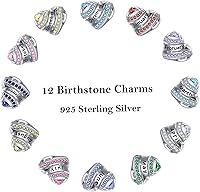 Vista 2 de Dijes de corazón de piedra natal para pulsera, plata de ley 925, dijes de corazón de amor para pulseras y collares, regalos de cumpleaños