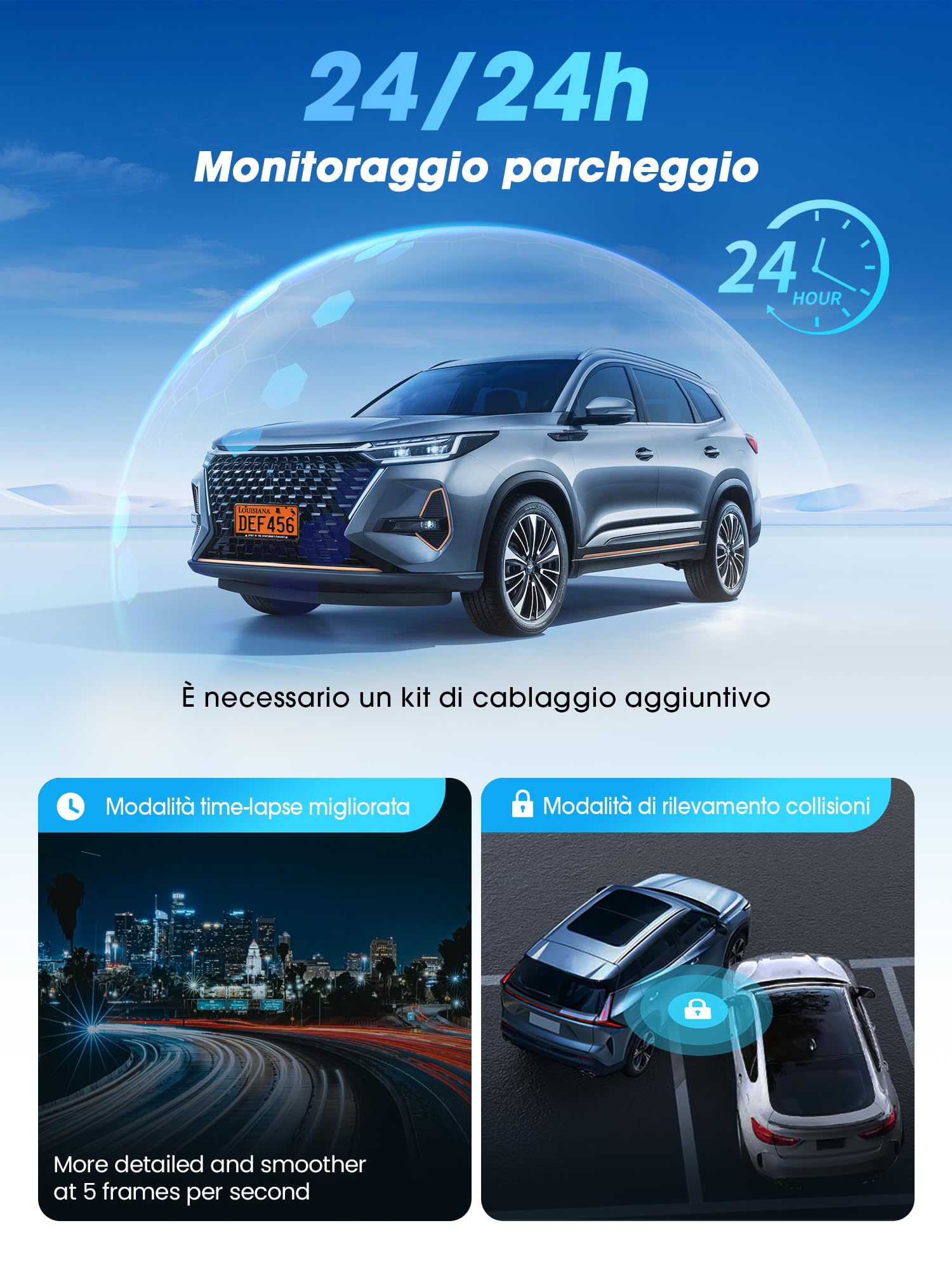 DDPAI Z60 Pro Dashcam Auto 4K, Dual STARVIS 2 IMX678 60FPS HDR, eMMC Integrata 32GB + Scheda 128GB Gratuita, Visione Notturna AI-ISP, 4G LTE, WiFi 5GHz, GPS, Modalità Parcheggio 24h, Schermo IPS 3"