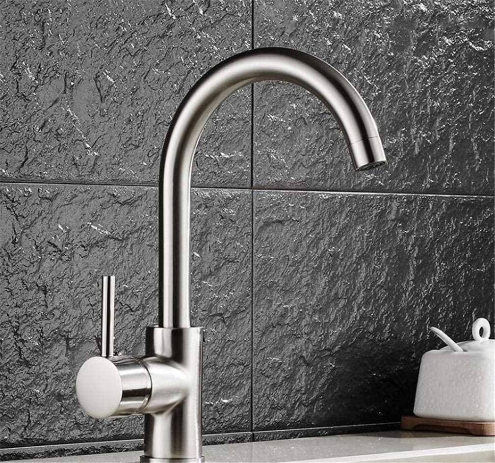 VDOQTLJT Kitchen Faucets Black Color Rotating Copper Crane Sink Faucet Hot and Cold Water Vegetables Mixer Tap with Aerator Single Handle(Brushed Nickel)