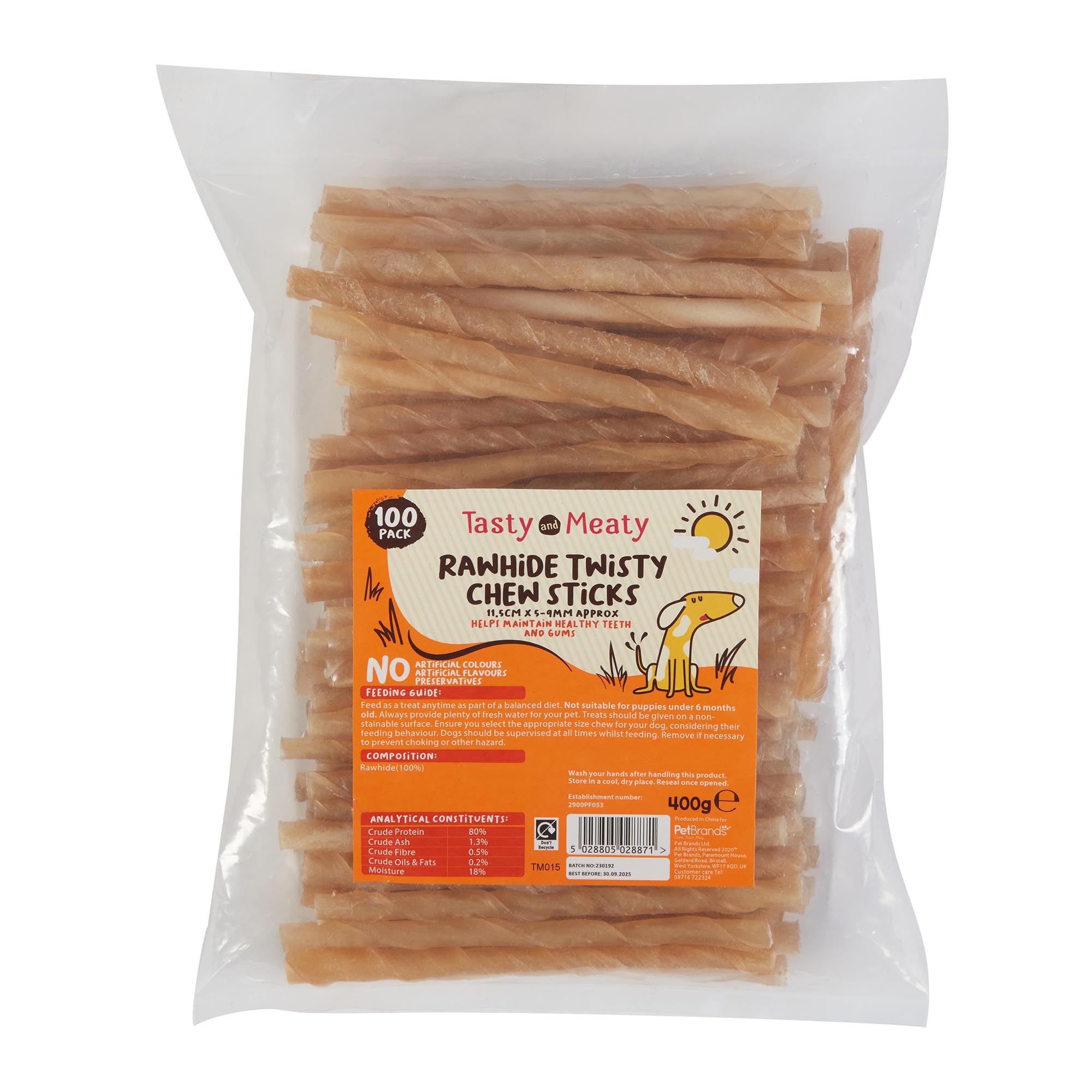 Tasty & Meaty - Twisty Rawhide Chew 11.5cm X 5-9mm 100pc Pack