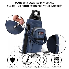 NATURE PIONEOR Water Bottle Holder with Adjustable Strap - 26/32/36/40/46/64oz Insulated Water Bottle Sling Carrier with Paracord Handle & 2 Pockets, Outdoor Sports, Hiking, Camping, Gym