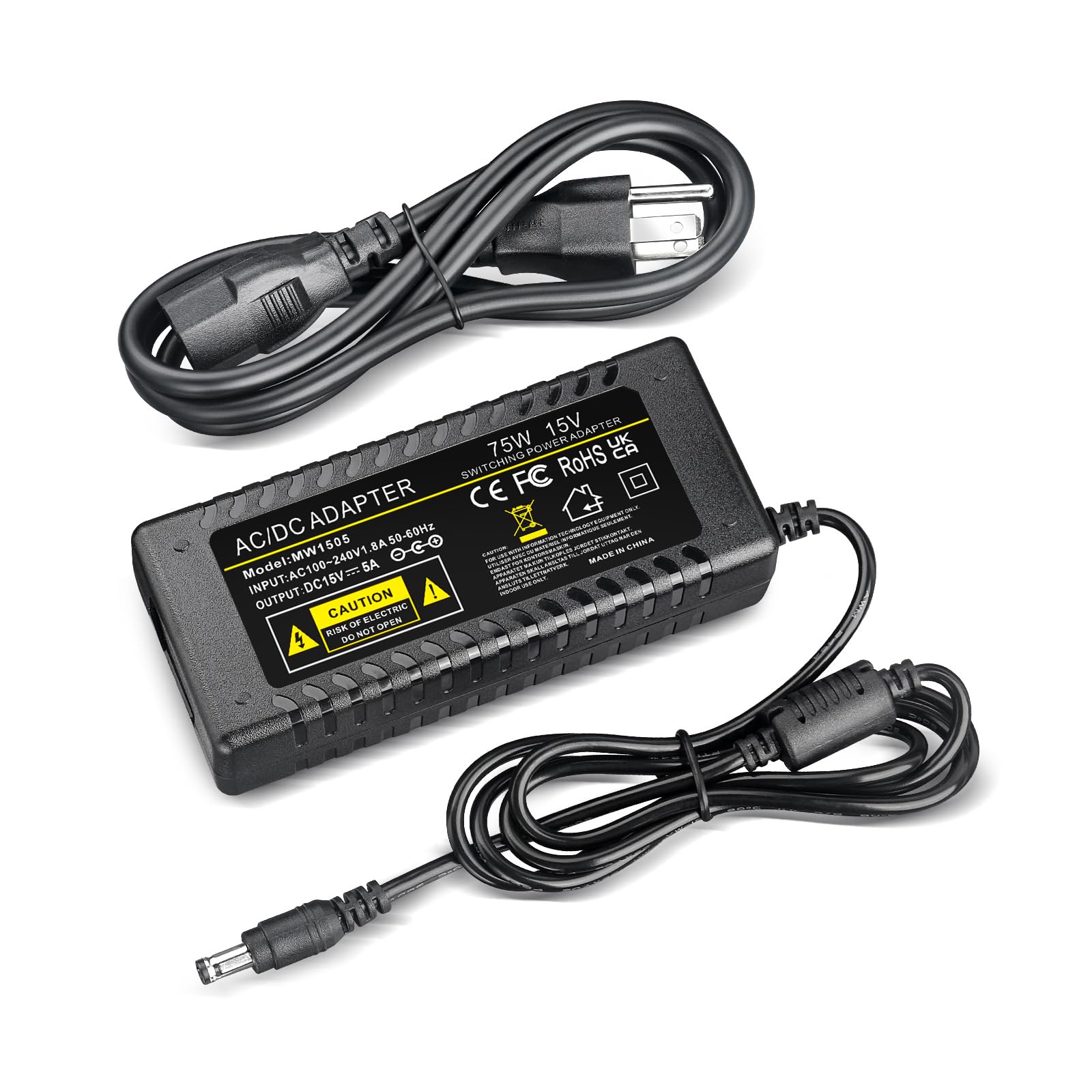 15V 5A Power Supply Adapter Replacement Cord for Photo Studio Ring Light NW-150480D2 AC/DC Adapter AC 100-240V to DC 4.8A 4A Compatible with Neewer 14 Inches and 18 Inches Ring Light-image-0