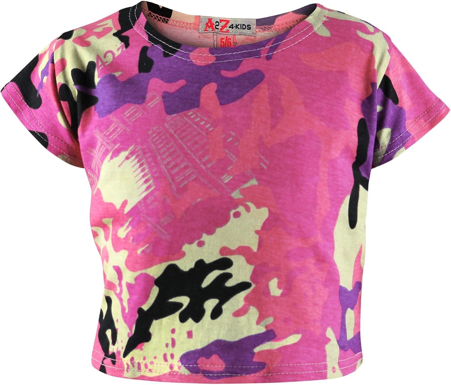 Kids Girls Crop Top & Cycling Shorts Camouflage Print Summer Outfit Clothing Set