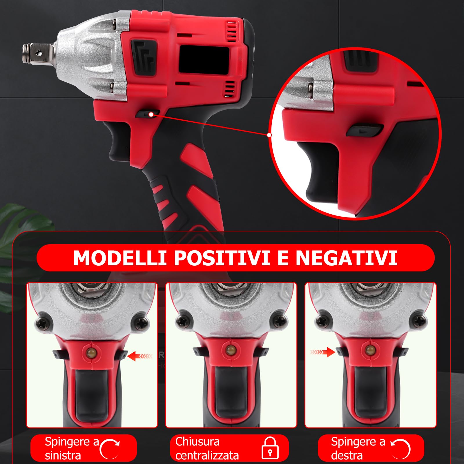 Avvitatore elettrico a percussione a batteria, 1/2 pollici, 300 Nm, 21 V, avvitatore a percussione senza ufficio, con batteria da 5 x 1300 mAh, chiave elettrica a percussione impact wrench
