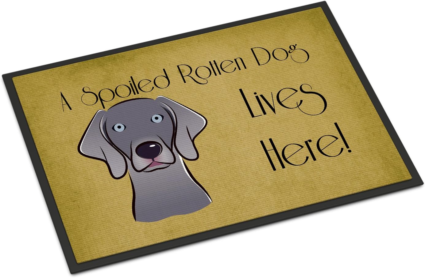 Caroline's Treasures BB1479MAT Weimaraner Spoiled Dog Lives Here Doormat 18x27 Front Door Mat Indoor Outdoor Rugs for Entryway, Non Slip Washable Low Pile, 18H X 27W