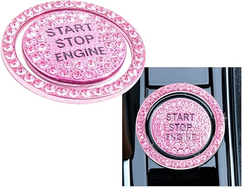 Miniatura 2 de Cubierta para anillo brillante para botón de arranque del motor, llave de encendido y perilla, cubierta de diamantes de imitación de cristal,