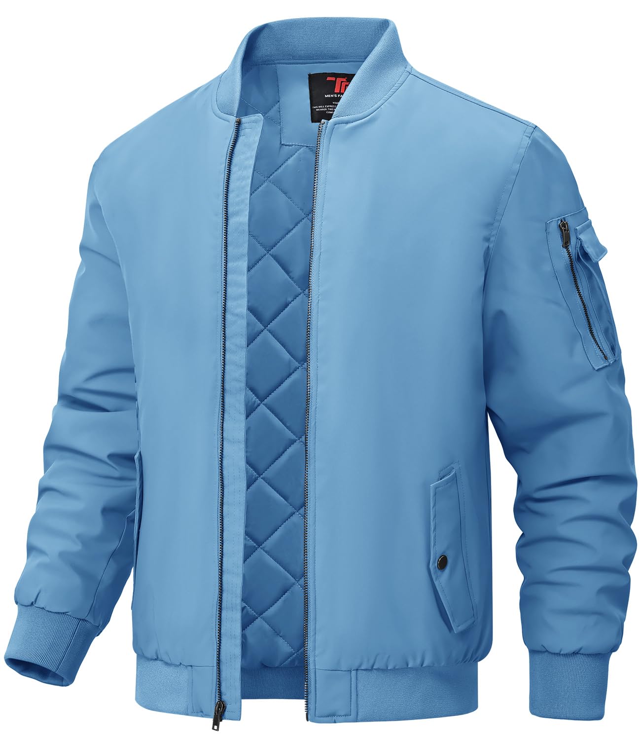 BGOWATU Men's Jacket Windproof Quilted Bomber Jackets Casual Fall Winter Warm Padded Coats Outwear