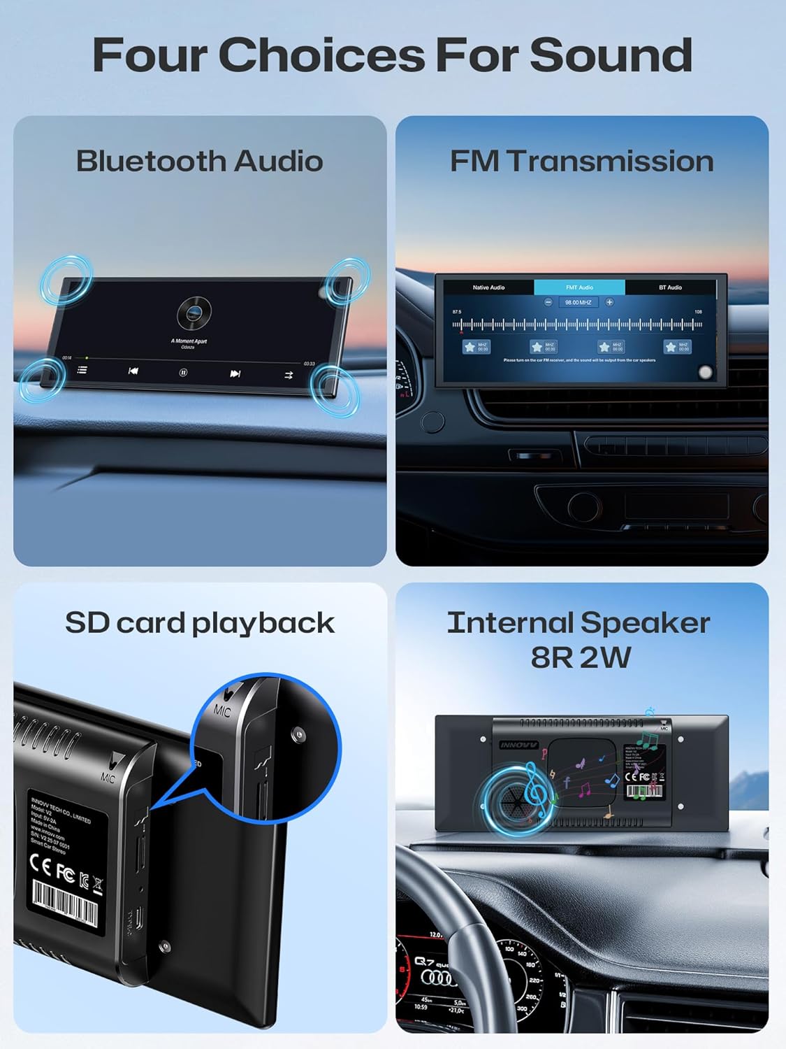 INNOVV V2 10.3 Inch Wireless CarPlay & Android Auto HD IPS Touch Screen 1920x720, Universal Fit, Plug and Play, Mirror Link, GPS, Loop Recording, Siri & Google Assistant, Adjustable Magic Stand
