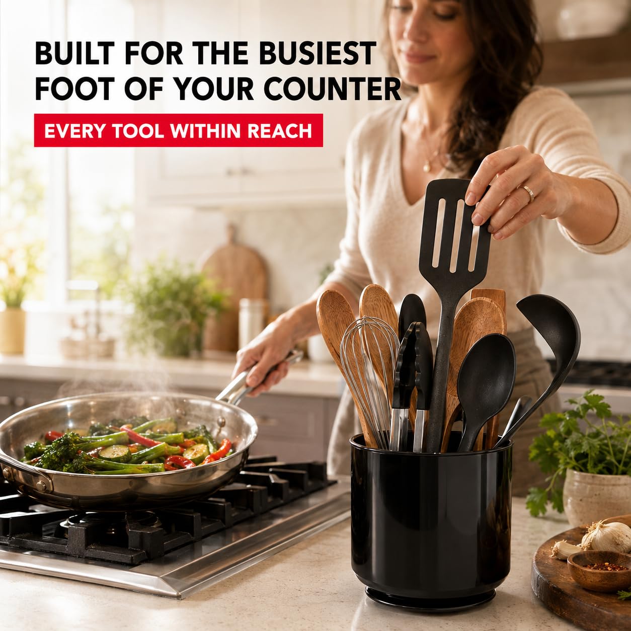 Rotating Utensil Holder - Large, Sturdy & Dishwasher Safe -7