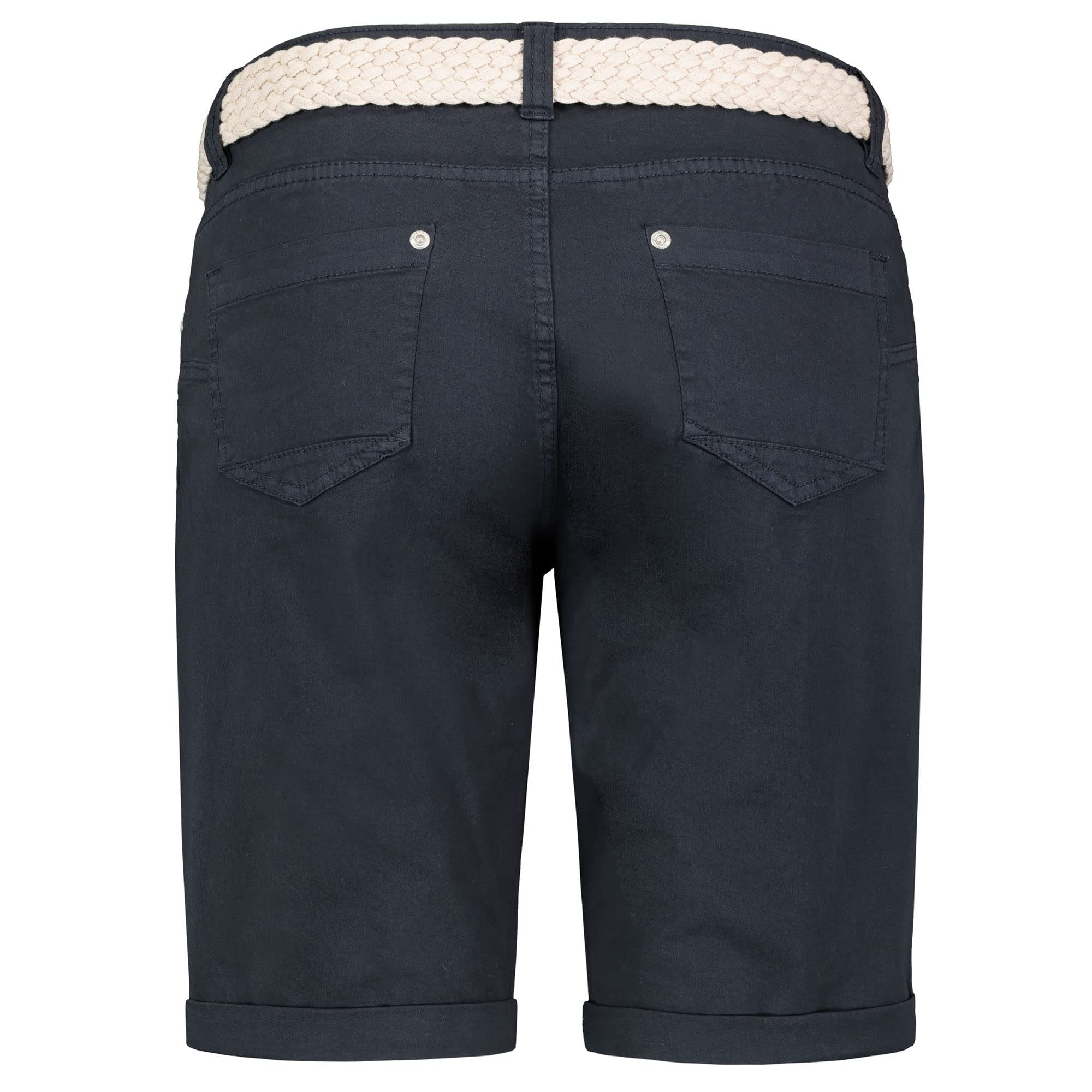 Sublevel Damen Denim Bermuda Chino Stretch Shorts mit Aufschlag Bequeme Kurze Hose im Used Look