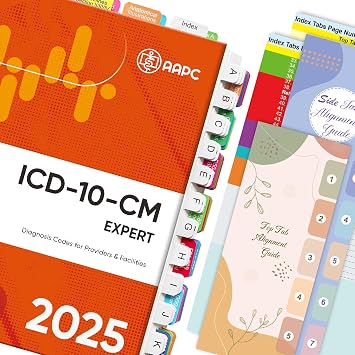 Index Tabs for AAPC Version ICD-10-CM 2025, Upgraded Complete Book Tabs Set Book not Included, Color-Coded Tabs for Every Chapter with Code Ranges, Laminated & Waterproof & Repositionable