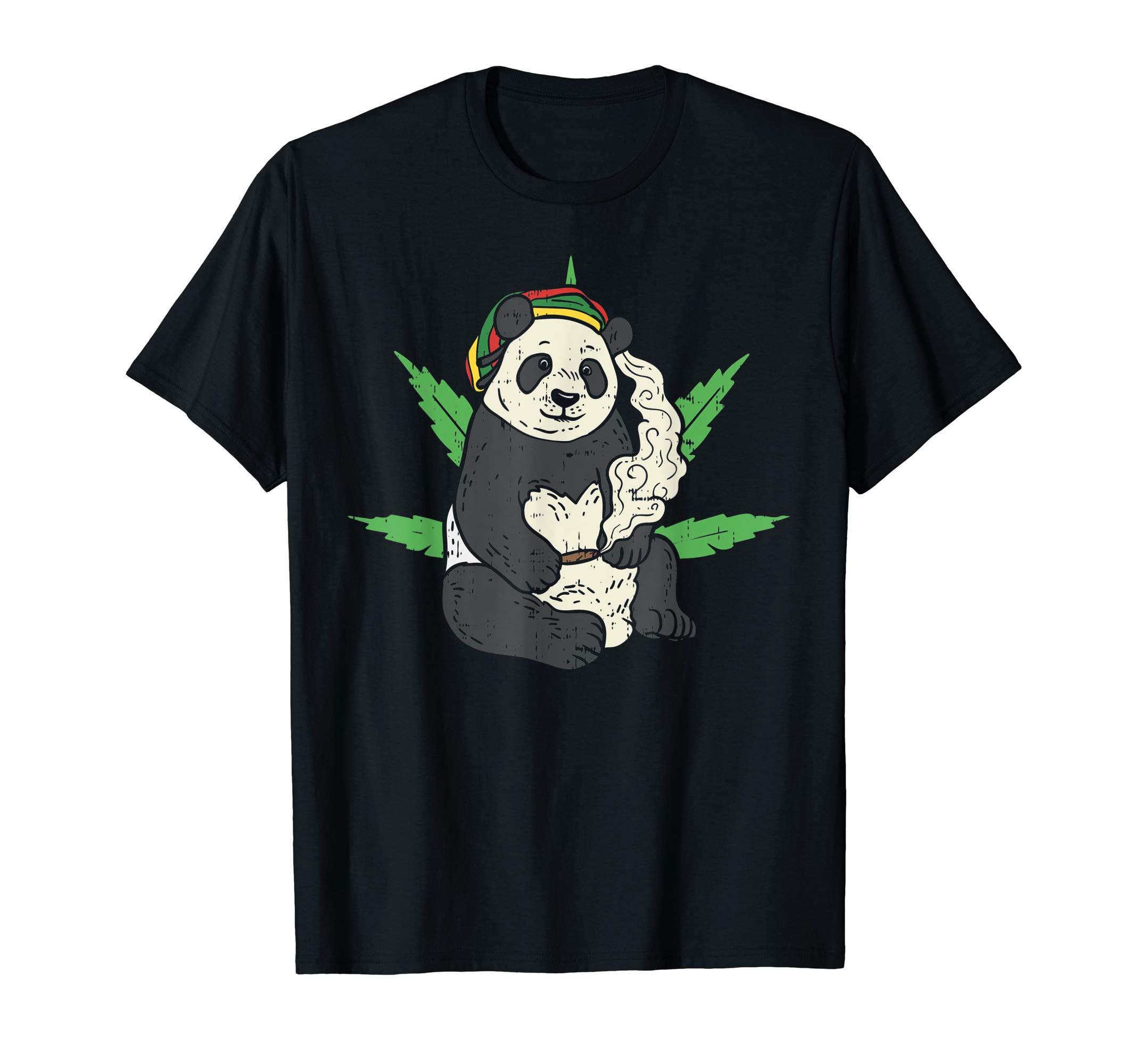 Rasta Panda Smoking Weed Funny 420 Jamaican Bear Smoker Gift T-Shirt