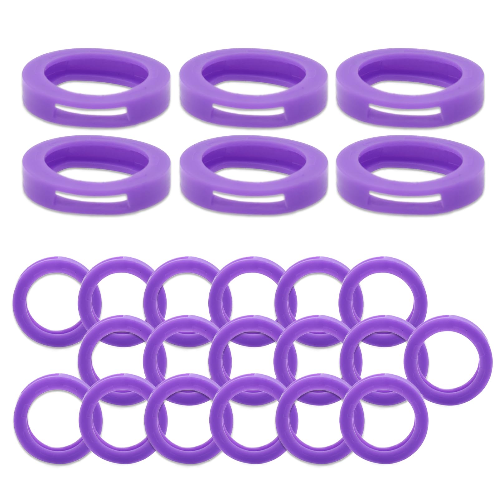 Joyangy 24mm Key Cap Covers, Pack of 24 Purple Rubber Key Identifier Coding Tags Sleeve for Office, House, and Apartment Keys