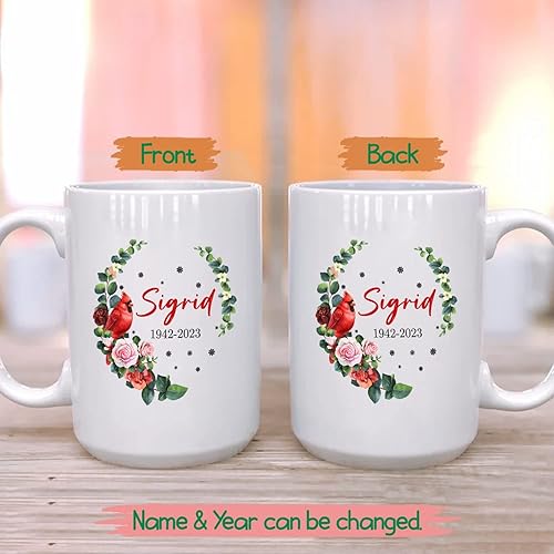 Miniatura 9 de Marco de fotos personalizado y taza de café blanca conmemorativa con nombre, 11 15 onzas, taza de café con texto en inglés "I Am Always With You",