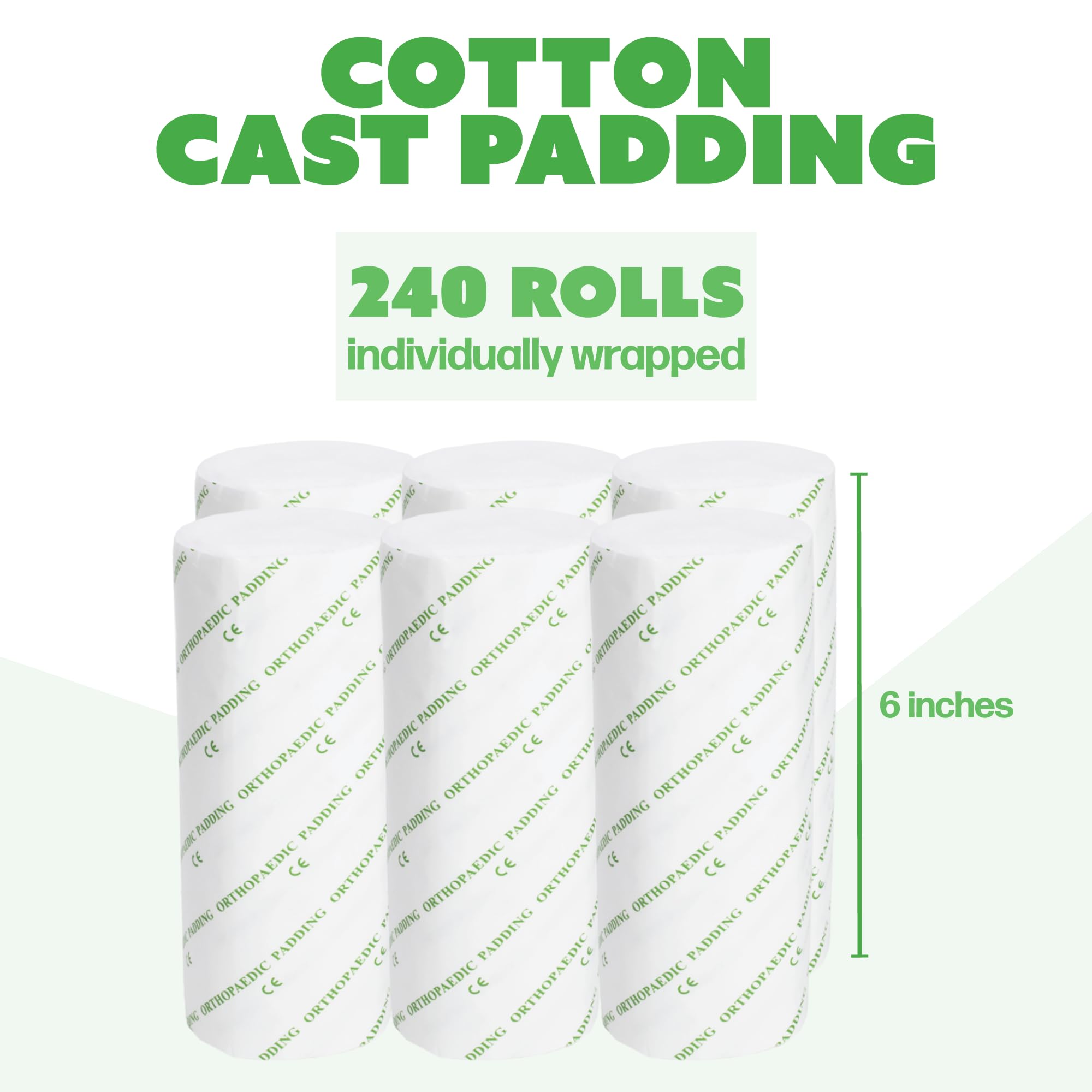 Cast Padding 240 Rolls 6” x 12ft, Individually Wrapped, Undercast Padding, Gauze Bandage for Halloween Wrap Bandage Art Projects, Body Casts, Mask Making, Hobby Craft, Wound Care, Orthopedic