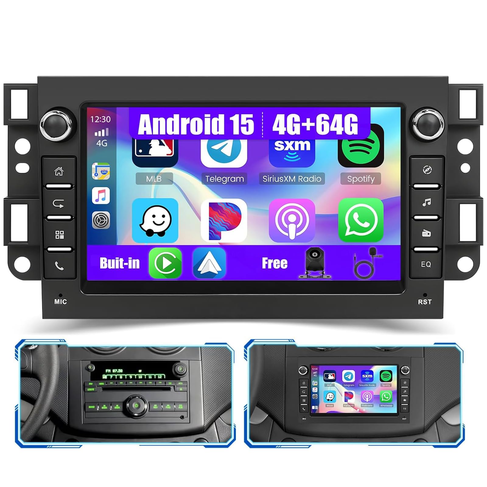 Ciosipul 8Core 6+128G Android 15 Car Radio For Ch-Evrolet Epica Tosca Captiva Aveo 2006-2011 Stereo Wireless Carplay Android Auto 9 Inch Touch Screen Navi Gps Wifi Rds/Fm Bluetooth Eq Swc Reversing Came(Color:8core 6+128G)