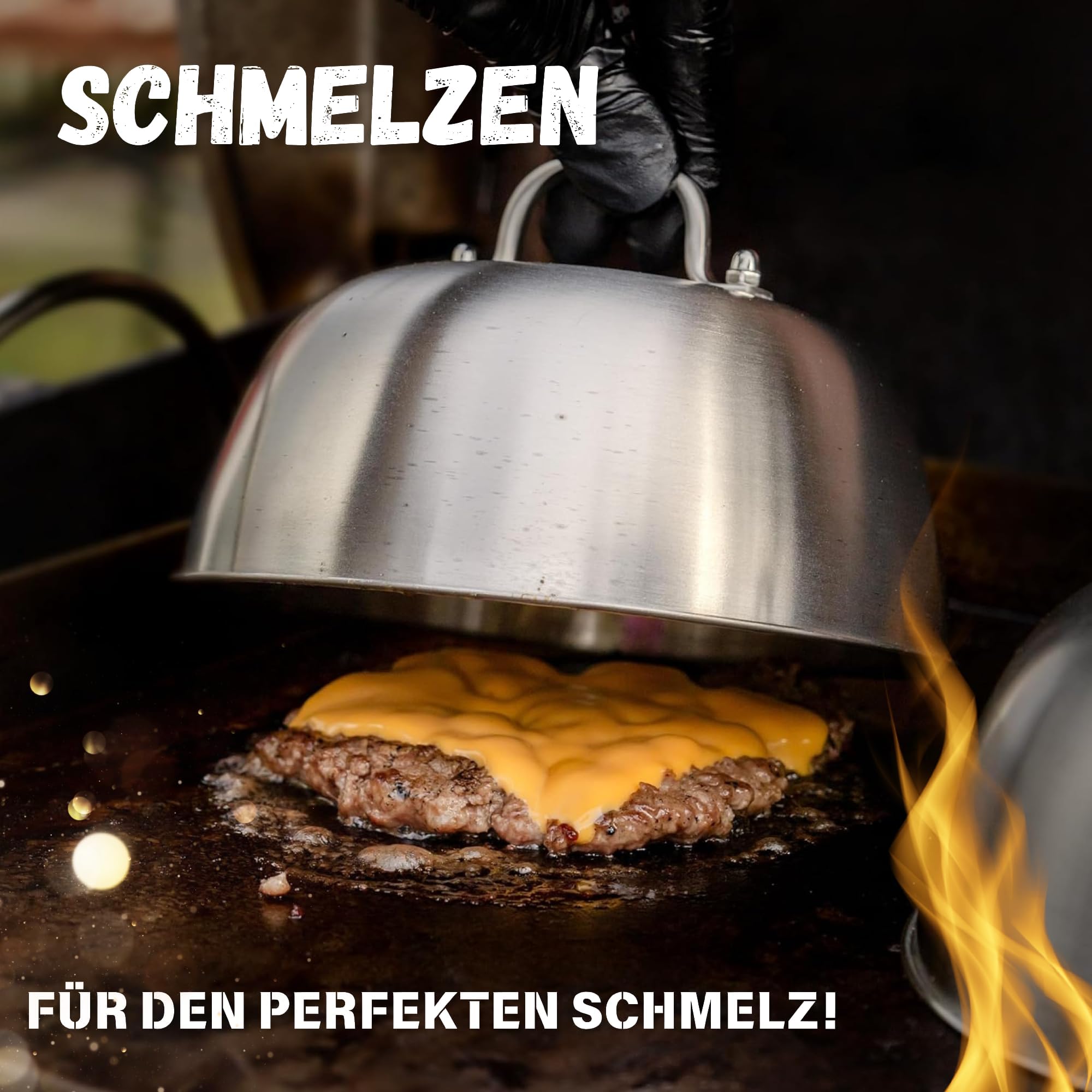 SMASHERS Smash Burger Set – Burger Smasher Set mit Burgerpresse, Grillspachtel, Pfannenwender & Burgerglocke - Inkl. E-Book mit Smash Burger Rezepten & Burgerpapier (6-TLG.)