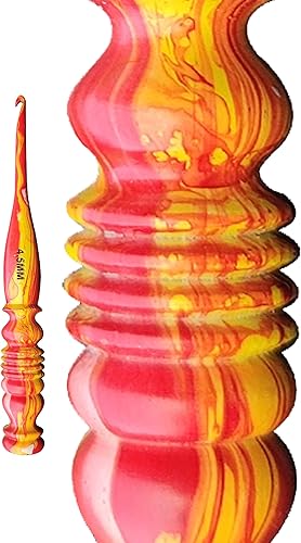 Gancho de ganchillo de resina epoxi y mezcla de palisandro, gancho de ganchillo con mango ergonómico, mango suave, tejido de hilo artesanal, el