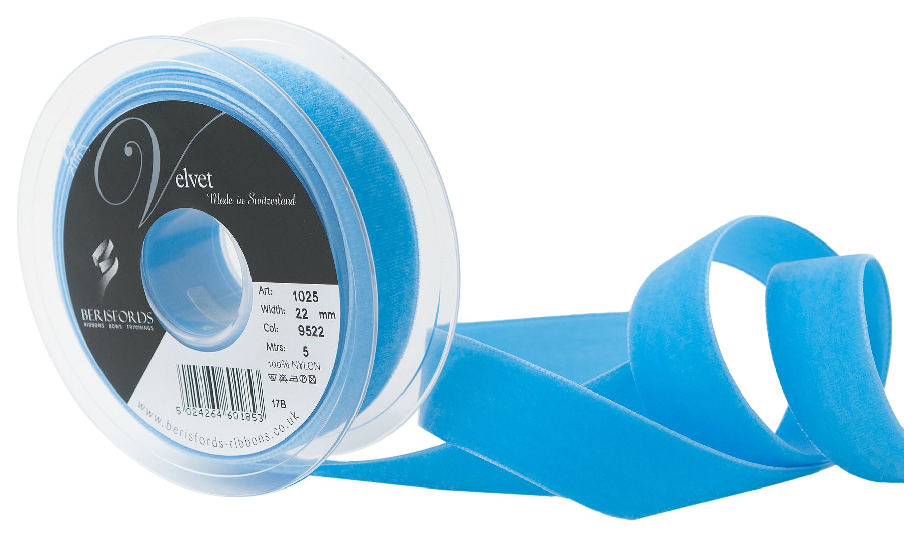 Berisfords 9522 Faience Velvet Ribbon Mini Roll
