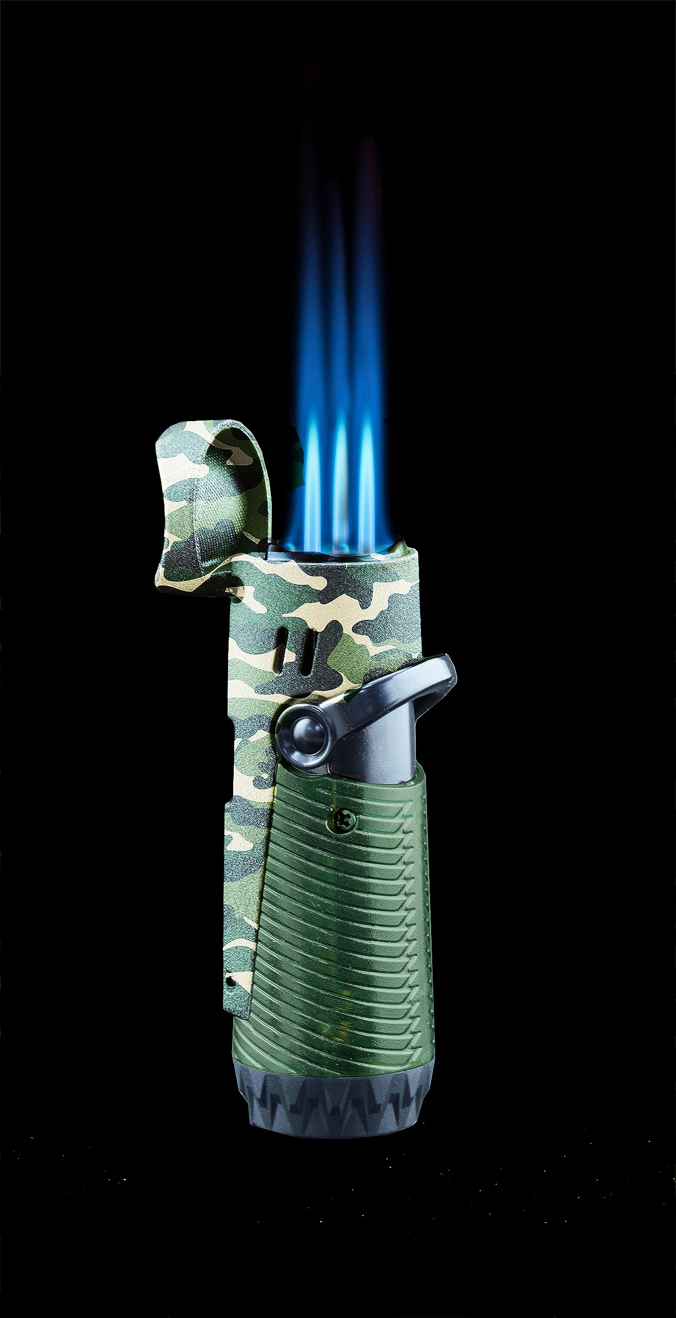 Jetline Regal (Camo) Triple Flame Torch Cigar Lighter with Cigar Rest, Poker, and Punch
