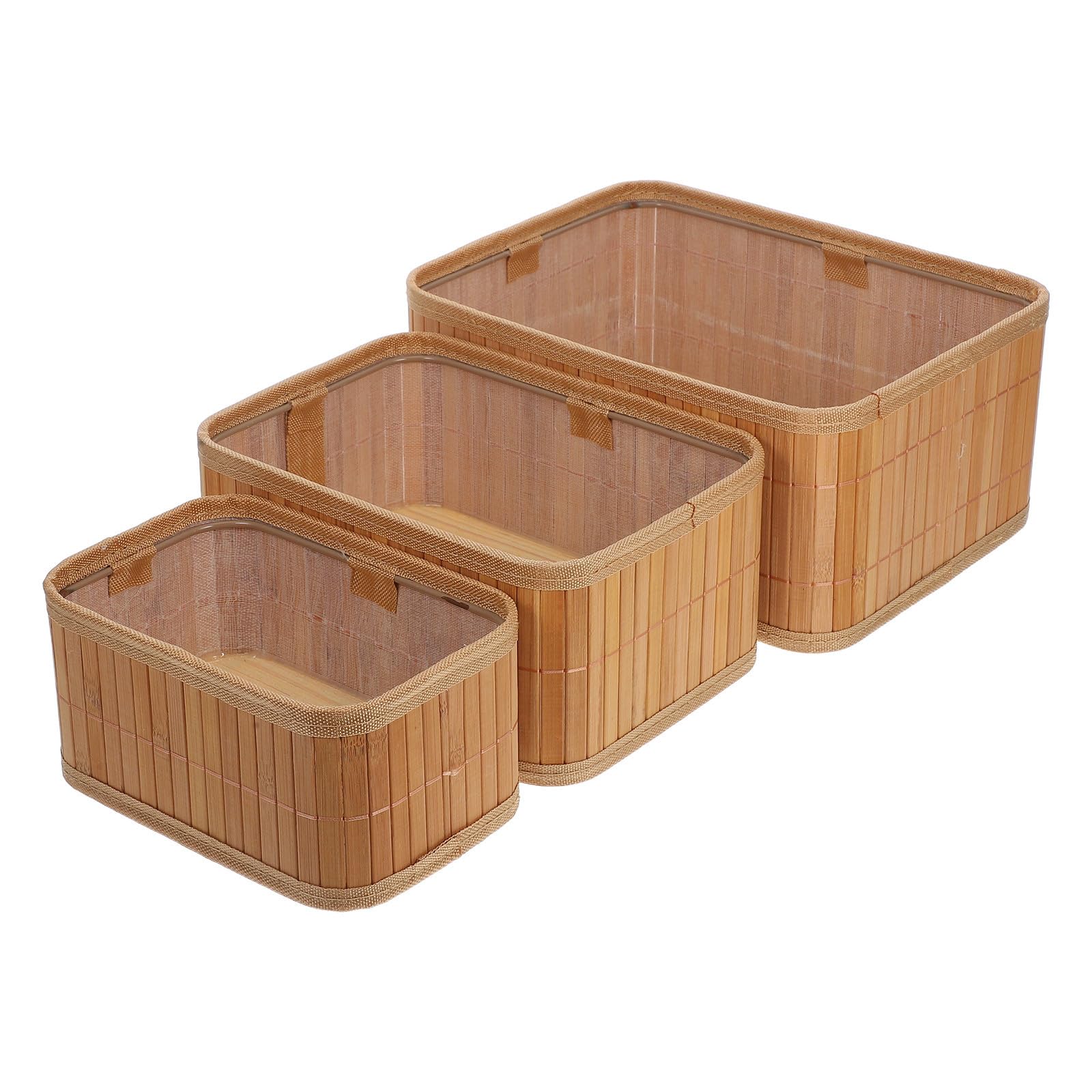 Panier rangement bambou multifonctionnel lot 3 boîtes étagère