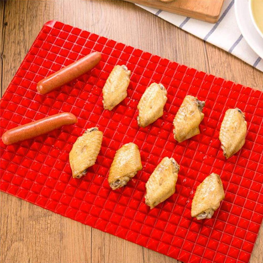 Pyramid Pan Baking Mats 2pcs Heat Resistant Baking Cooking Mat, Reusable Diamond Chef Silicone Mat, for Oven Grilling BBQ