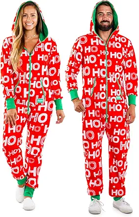 Tipsy Elves Christmas Onesies for Adults - Comfy Mens and Womens Matching Holiday Jumpsuits with Convenient Pockets