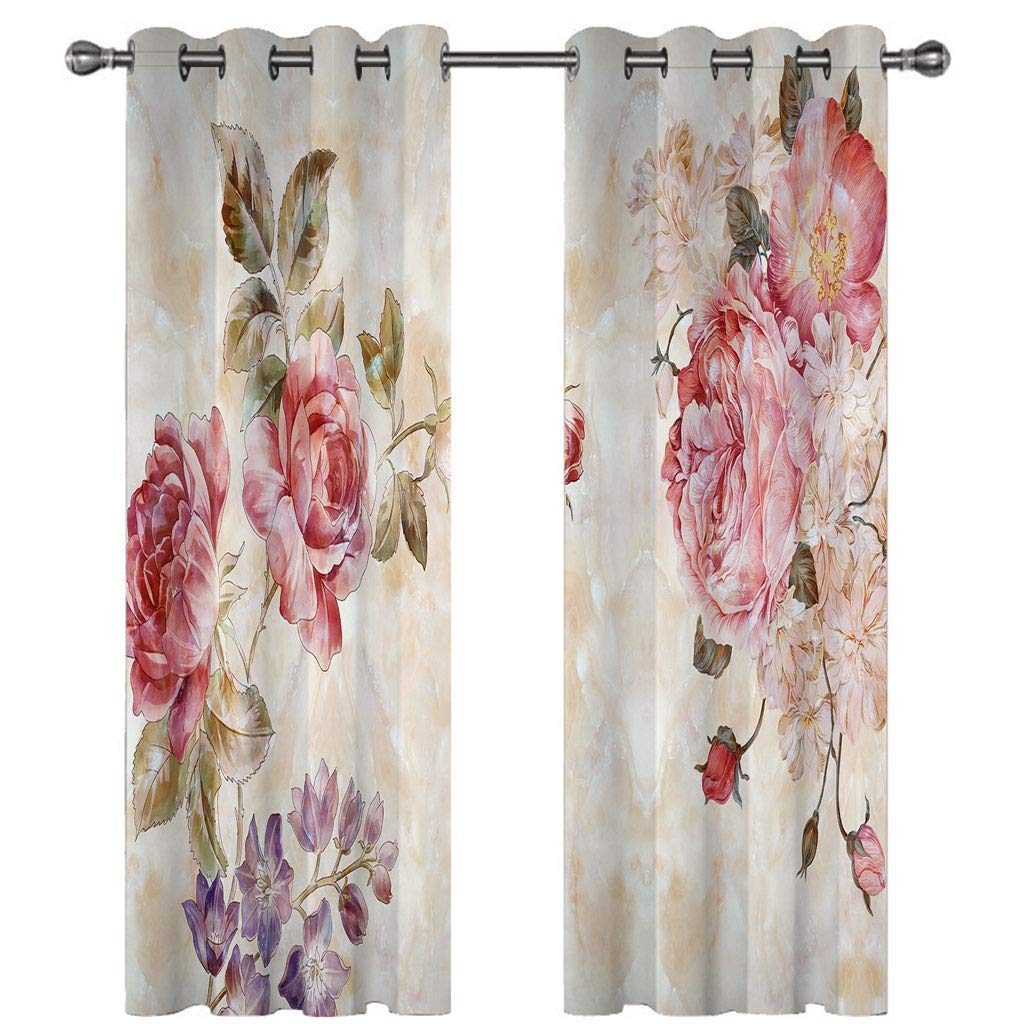 Rideau opaque floral rose 200x160cm pour créer un cocon de douceur dans la chambre