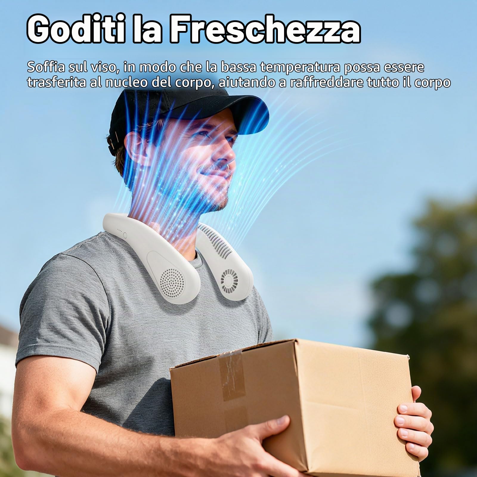 HandFan 5000mAh Ventilatore Portatile da Collo, Ricaricabile USB Ventilatore Mini,15 Ore Di Durata Della Batteria,3 Velocità Per Ufficio,Casa,Aria Aperta,Campeggio,Viaggi e Sport(Nero)