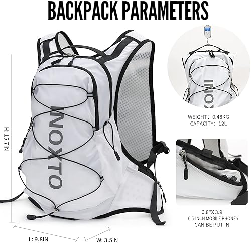 Miniatura 8 de Mochila de hidratación, mochila de agua ligera con bolsa de hidratación a prueba de fugas de 2 litros para hombres y mujeres, chaleco de hidratación