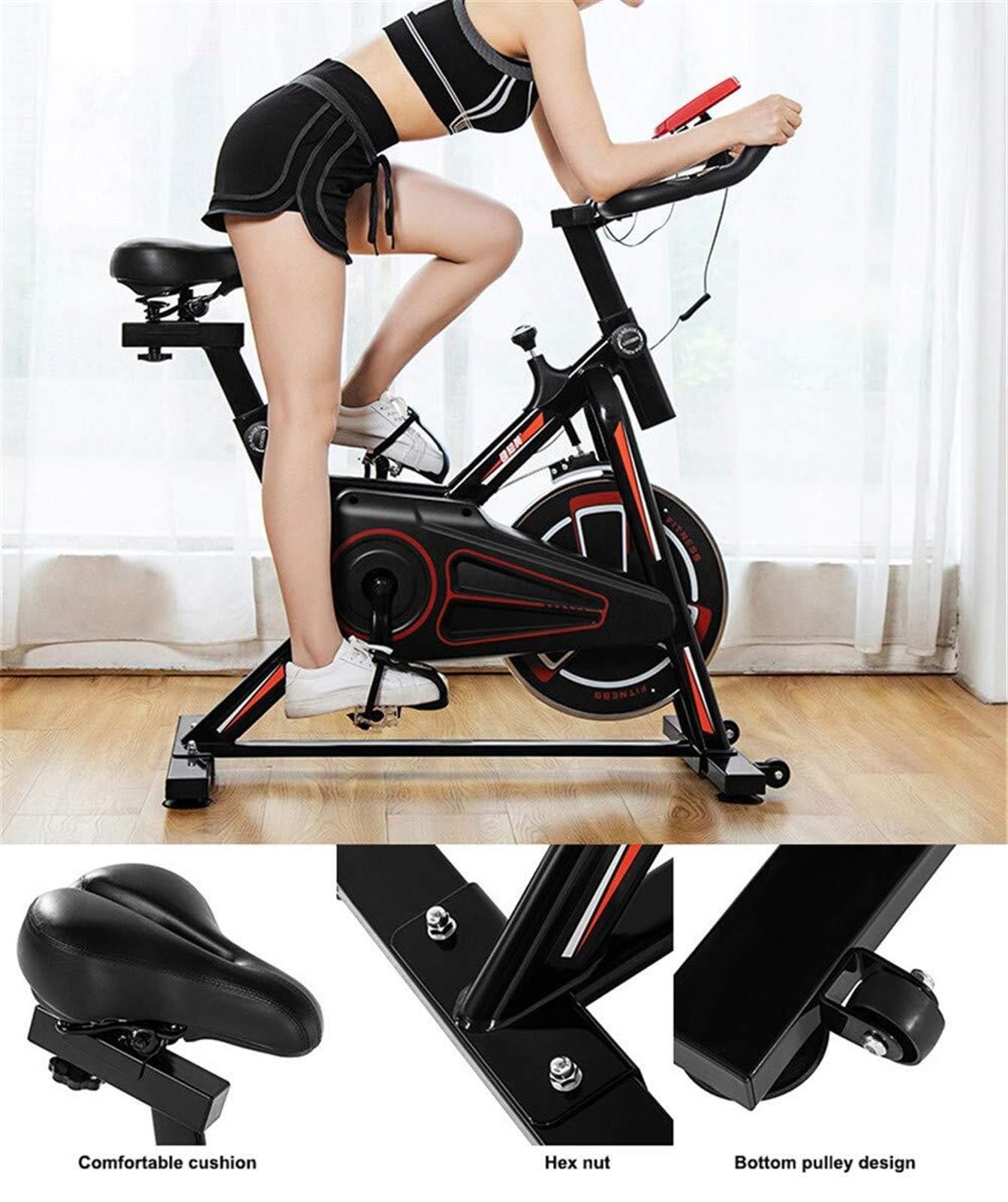 Trening aerobowy i jazda fitness Rower spinowy, rower spinningowy, rower treningowy Jazda na rowerze stacjonarnym do użytku w domu/siłowni z uchwytem, pulsometrem, wyświetlaczem LCD