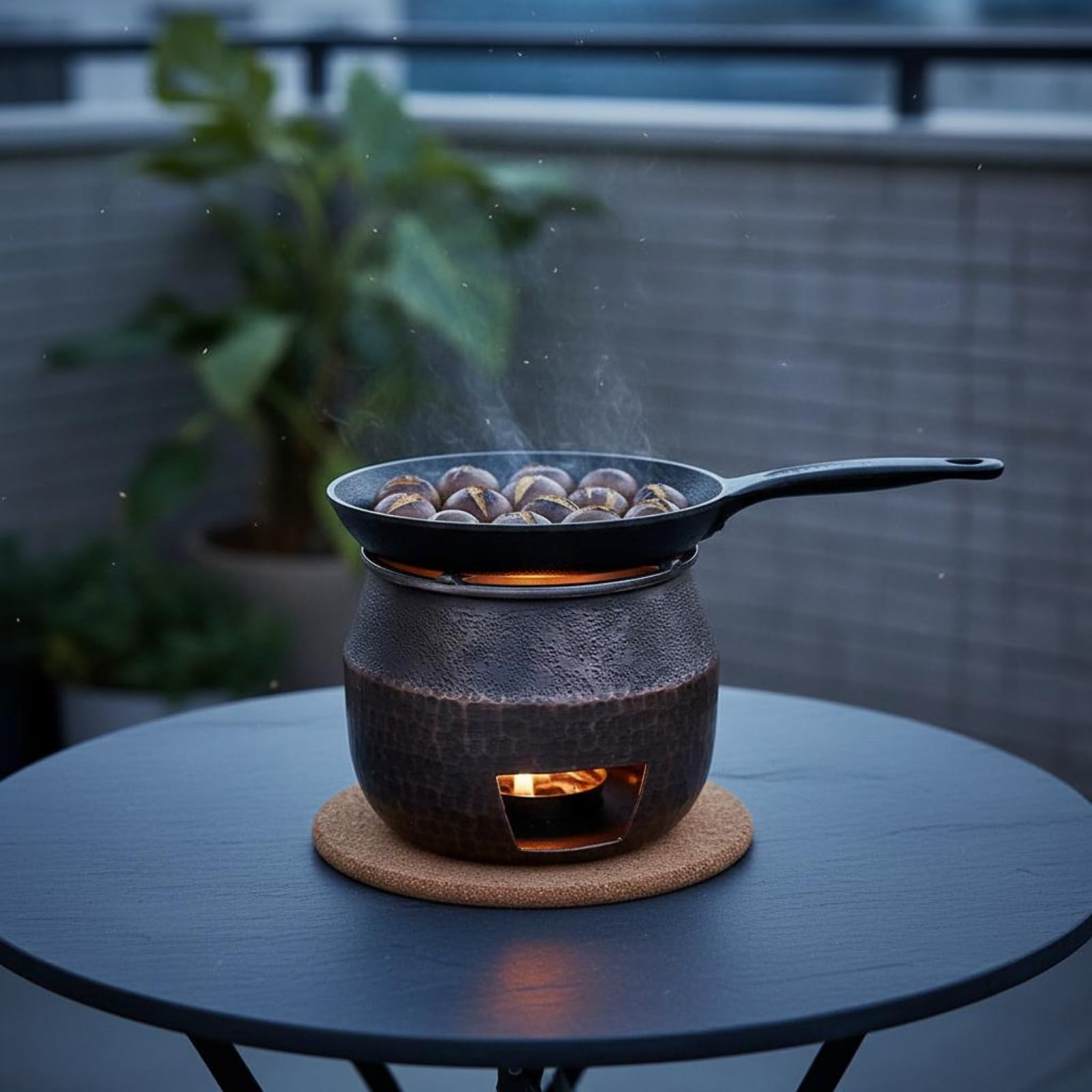 Scaldavivande in Rame Interno Fornello per Tè Fornace Stufa a Bricchette Calore Controllato per Tisane E Pentolini Adatto per Momenti Conviviali Decorazione Domestica Relax Quotidiano