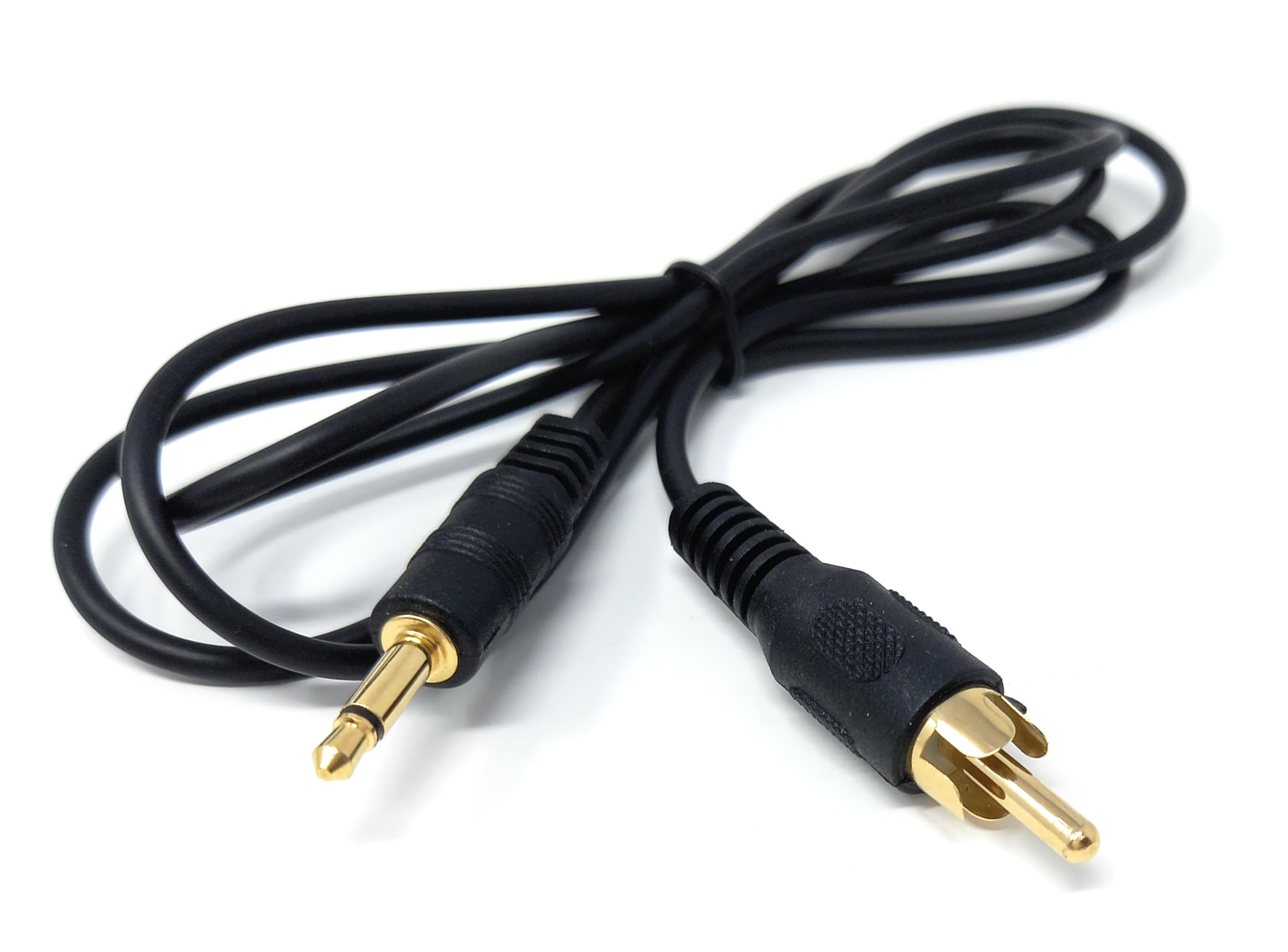 DRUT 1m 3.5mm Mono Jack Plug To RCA Phono Single Plug Lead Cable 3ft, (Black Gold) - Image 2