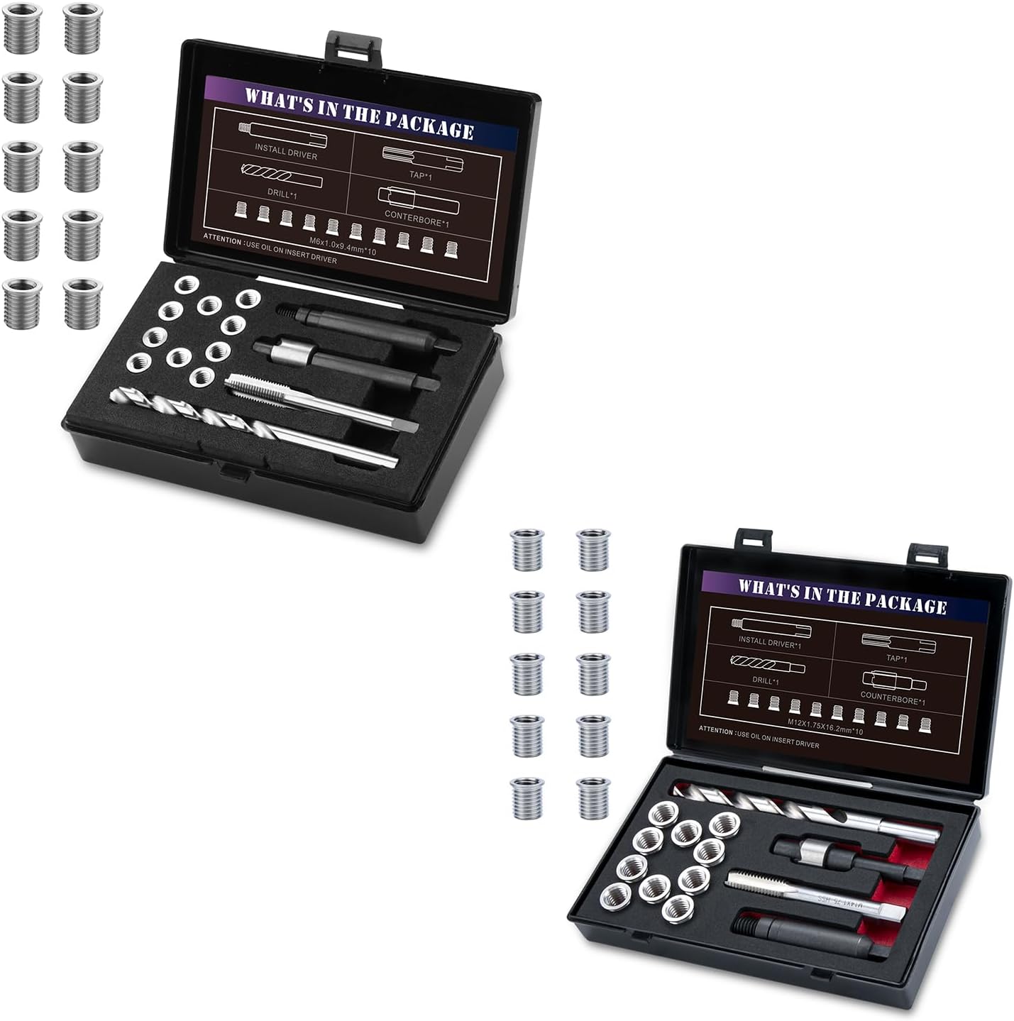 M6X1.0 Thread Repair Kit with 9.4mm Insert M12X1.75X16.2MM Thread Repair Kit with 16.2MM Insert