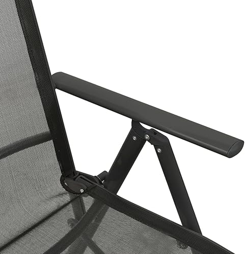 Miniatura 8 de Sillas reclinables para patio, 2 piezas, textileno y aluminio, color negro, para comedor, sillas de mesa de comedor para playa, sala de estar,