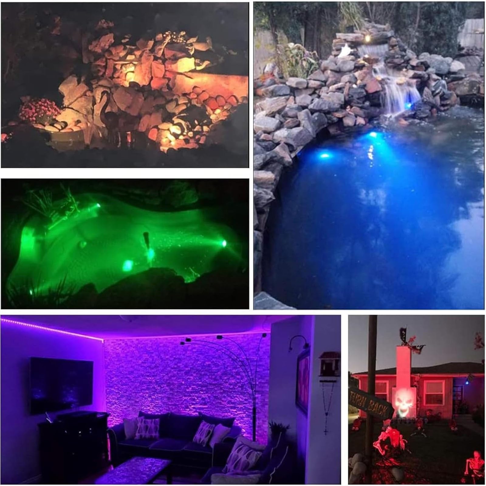 Luz LED Subacuática - Luces Del Estanque RGB, Luces Impermeables Para Peceras, Luces Para Acuarios Con Control Remoto, Focos Que Cambian De Color, Luces Decorativas Para Patios Y Jardines(1 Drag 4)
