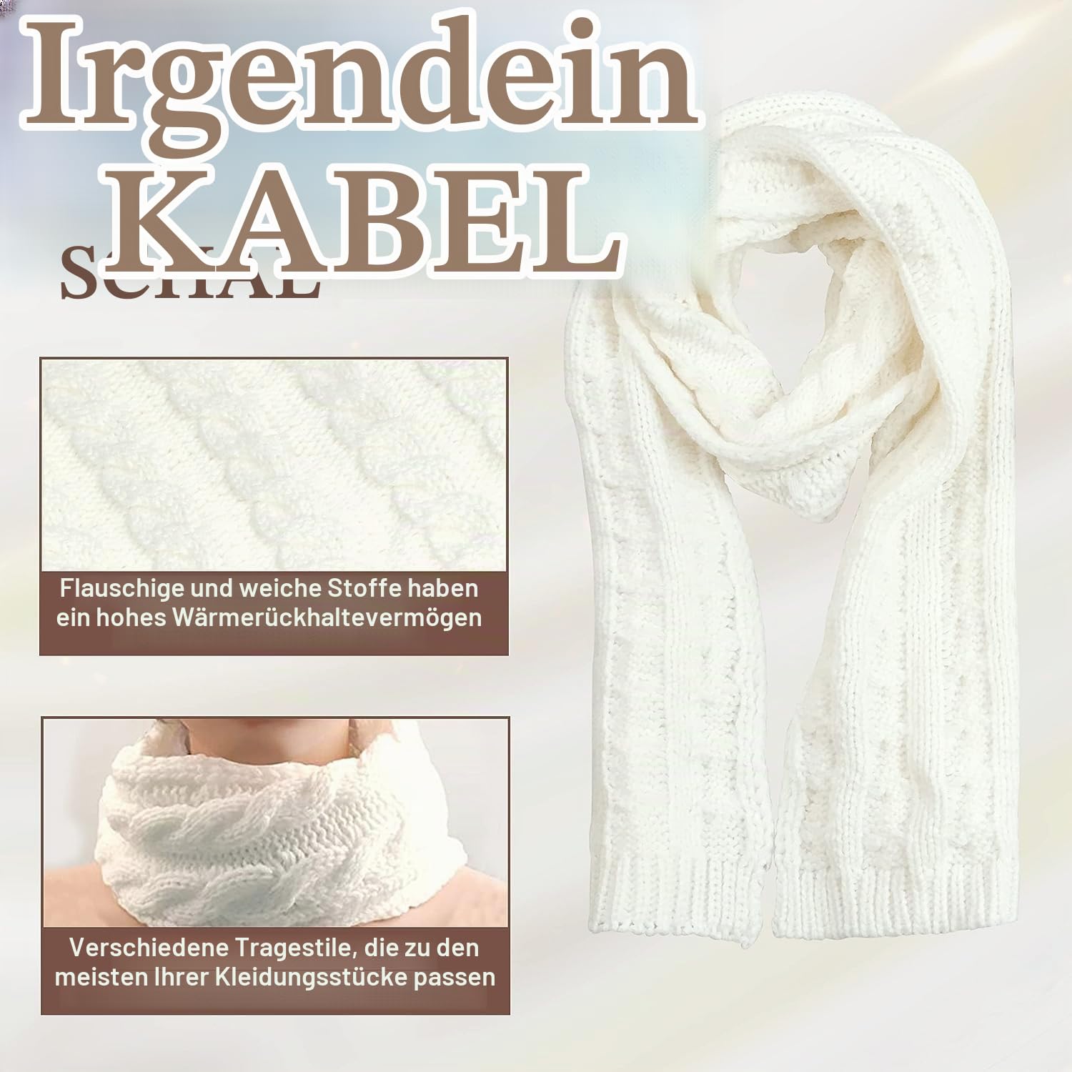 OROOTL Mütze, Schal & Handschuh Sets für Damen Winter, Touchscreen-Handschuhe Bommelmütze Handschuh Gestrickt Beanie Schnee Hut Warme Winterset 3 IN 1 für Mädchen, Frauen