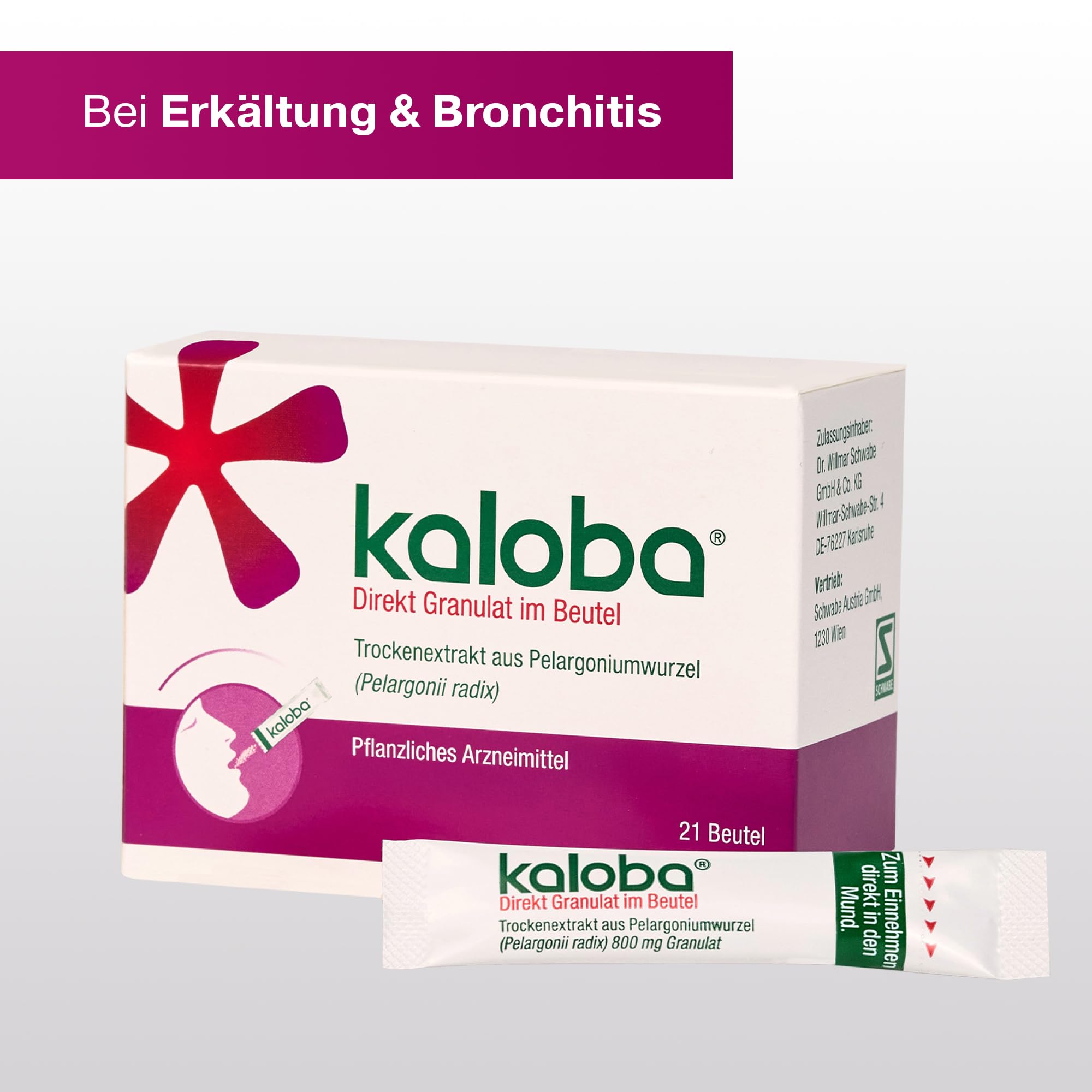 Kaloba Direkt Granulat – Pflanzliches Arzneimittel bei Erkältung & Bronchitis, bei viralen Infekten, Bakterien & festsitzendem Schleim, für Erwachsene & Kinder ab 6 Jahren, 21 St