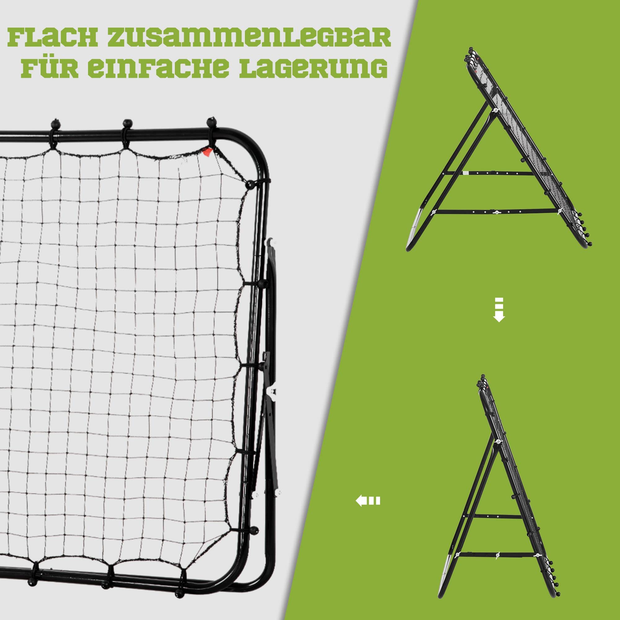 HOMCOM Rebounder für Fußball, 84 x 84 cm Fussball Rebounder mit stufenlos verstellbarem Winkel, Kickback Rückprallwand Fußballtor für Jugendliche Schuss-, Pass- und Ballannahmetraining