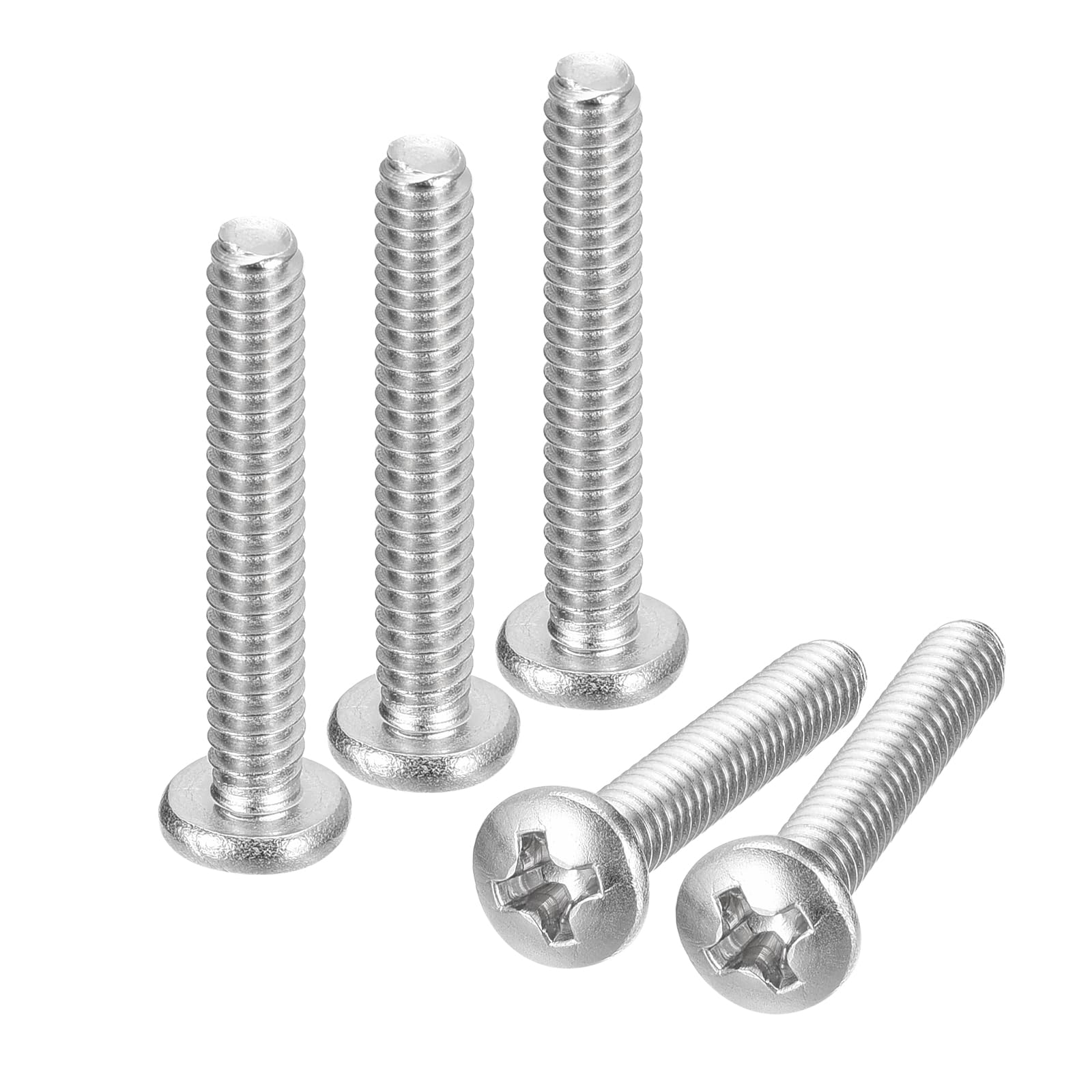 sourcing map #6-32x7/8" Śruby Maszyna Pan, Stal nierdzewna 304 18-8, Phillips Drive, W pełni gwintowane, błyszczące wykończenie, opakowanie 25 sztuk