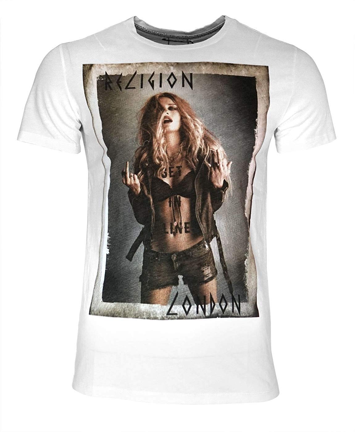 Religion Camiseta para hombre GET IN The LINE White