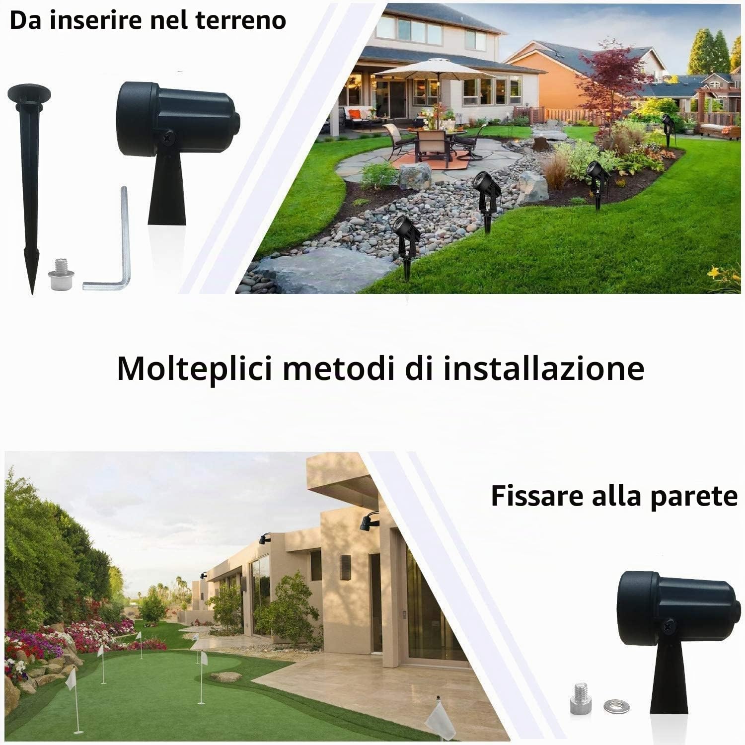 Svater Luci per Giardino 4x2W Faretti Esterno Lampade da Giardino,14m/46ft Luci per Esterno 600LM 14V COB IP65 Impermeabili con Picchetto per Prato Terrazzo Cortile Vialetto Patio,Bianco Caldo